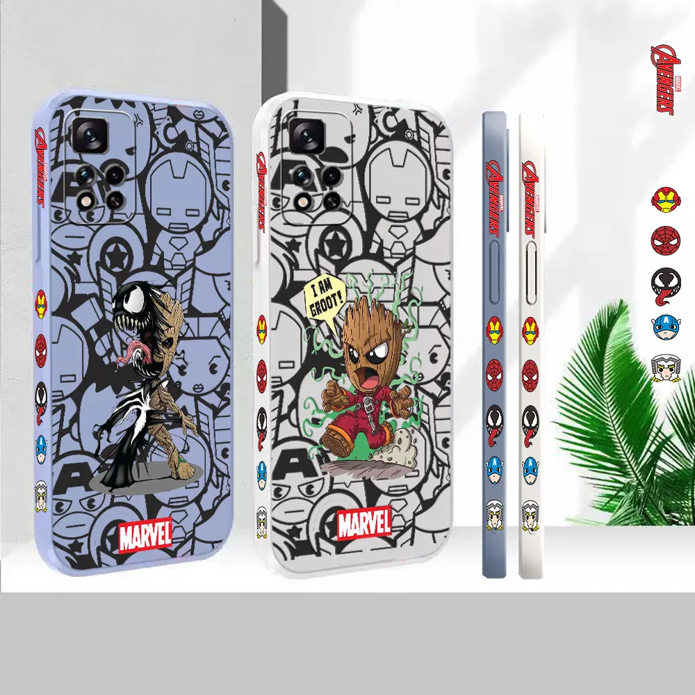 

Comics Cute Baby Groot Cartoon Case For Redmi Note 12 11 11T 11R 11E 11S 10 10T 9 9S 9T 8 7 7S PRO PLUS 4G 5G Liquid Cover Funda