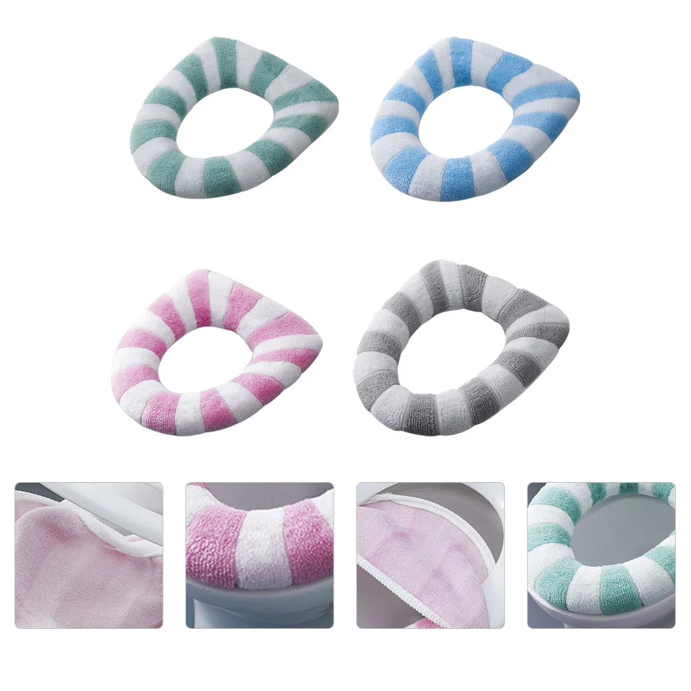 

4Pcs Winter Seat Mat Toilet Seat Cushion Coat Type Toilet Mat (Random Color)
