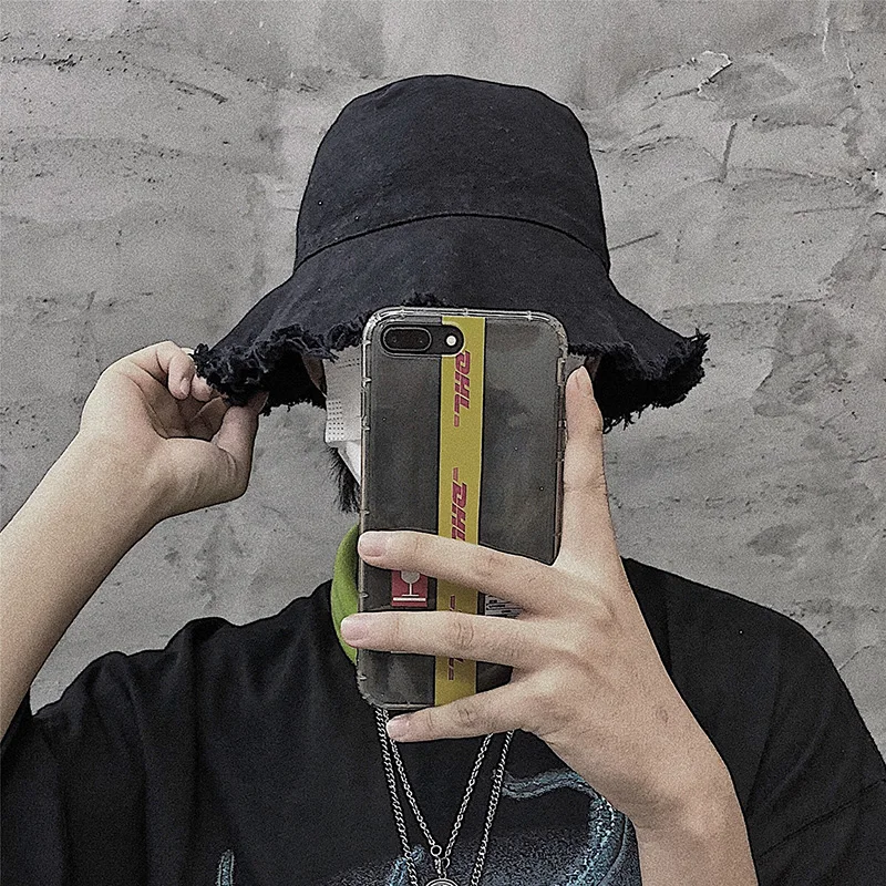 Шляпа рыбака унисекс с грубыми краями Ulzzang в стиле Харадзюку хлопковая кепка от