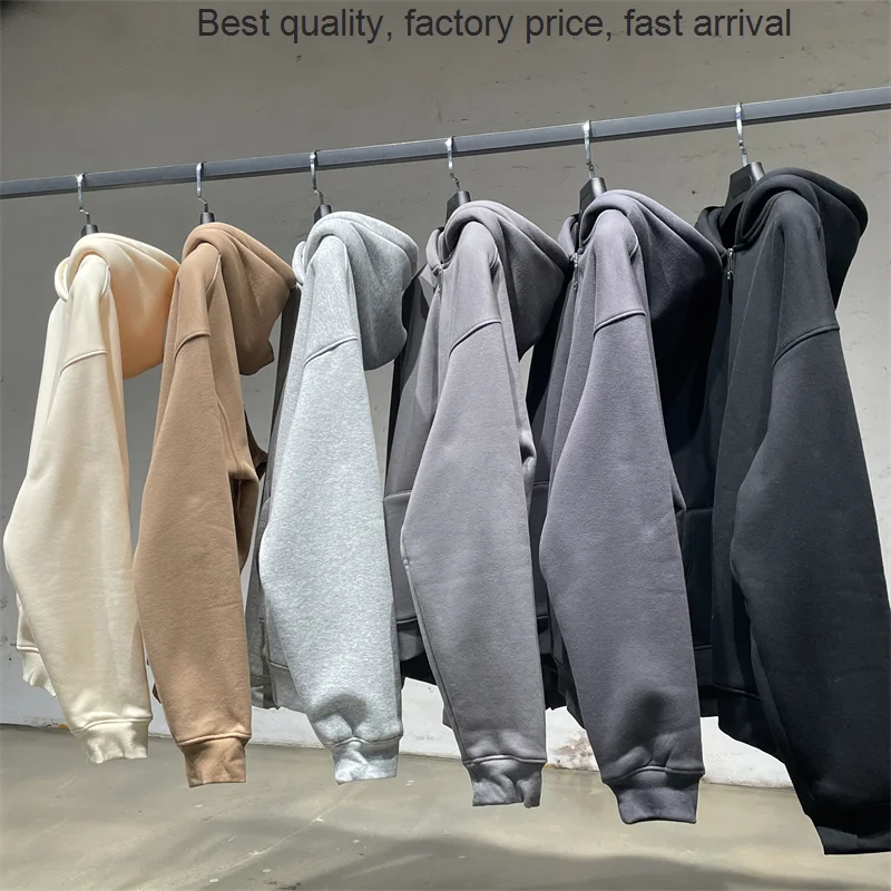 

High quality luxury brand 2023 New Design Men Winter Thick Worm Hoodies Loose Oversized Unisex Zipper Heavy Weight Hooded Sweats