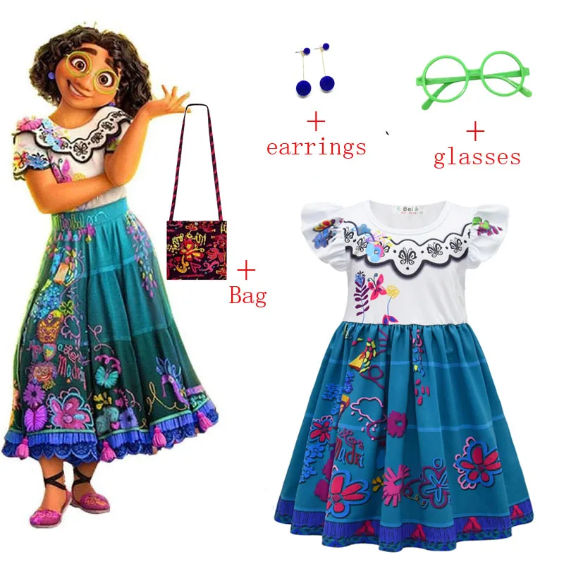 

Encanto Cosplay Mirabel Madrigal Costume Girl Dress Girls Fancy Dresses for Halloween Princess Dress Baby Christmas Clothing