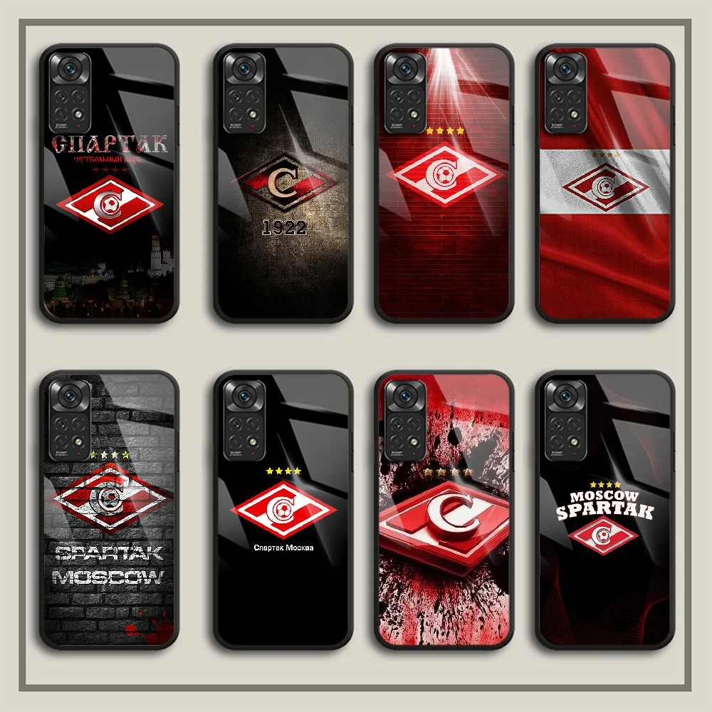 

Russian Spartak Moscow Tempered Glass Phone Case Cover For Xiaomi Redmi Note 6 7 8 9 10 11 12 K60 A C S Pro Plus Black