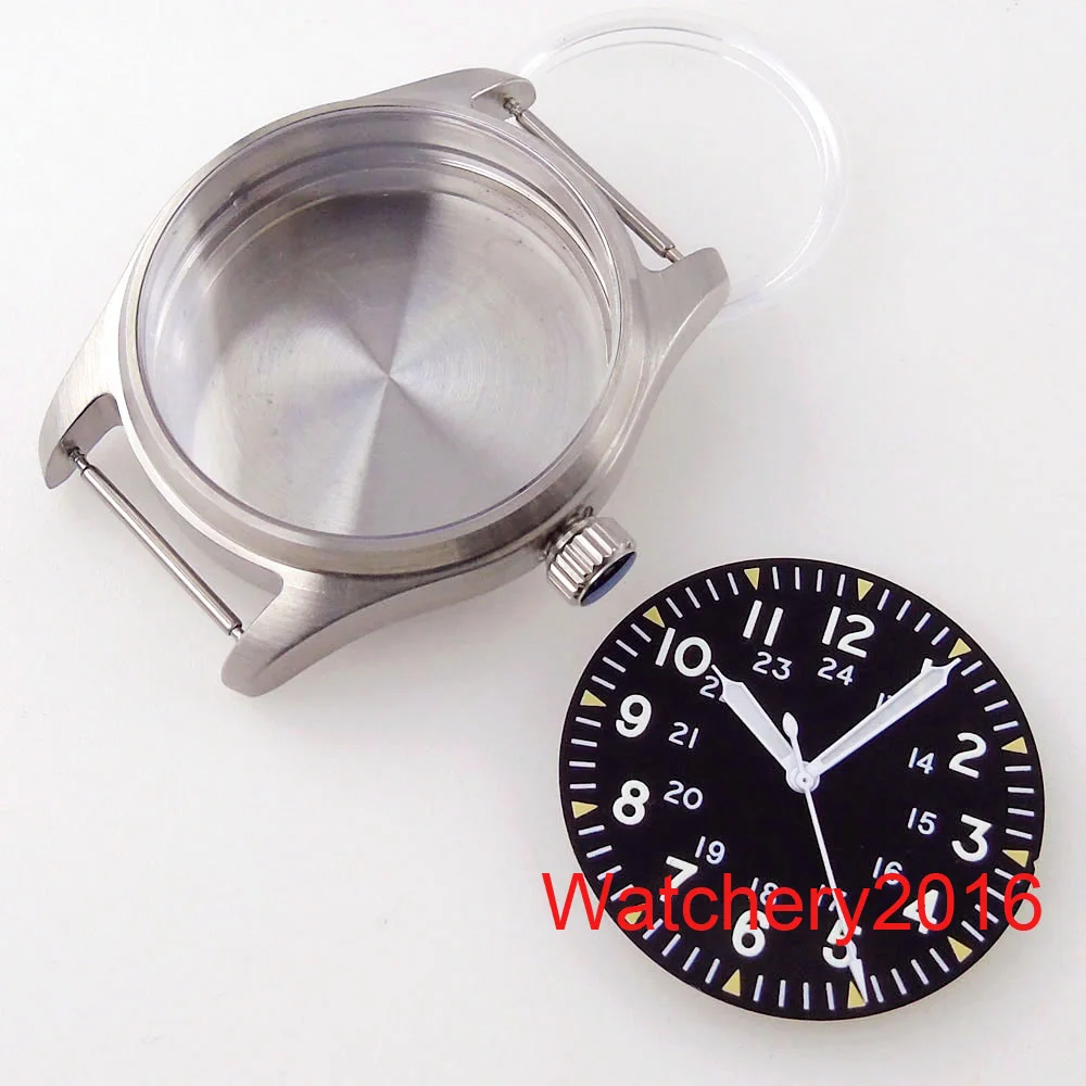 39mm Brushed Watch Case 200M Waterproof Pilot Style Luminous Dial Hand Fit NH35 NH36 PT5000 ETA 2824 ST2130 Automatic Watches