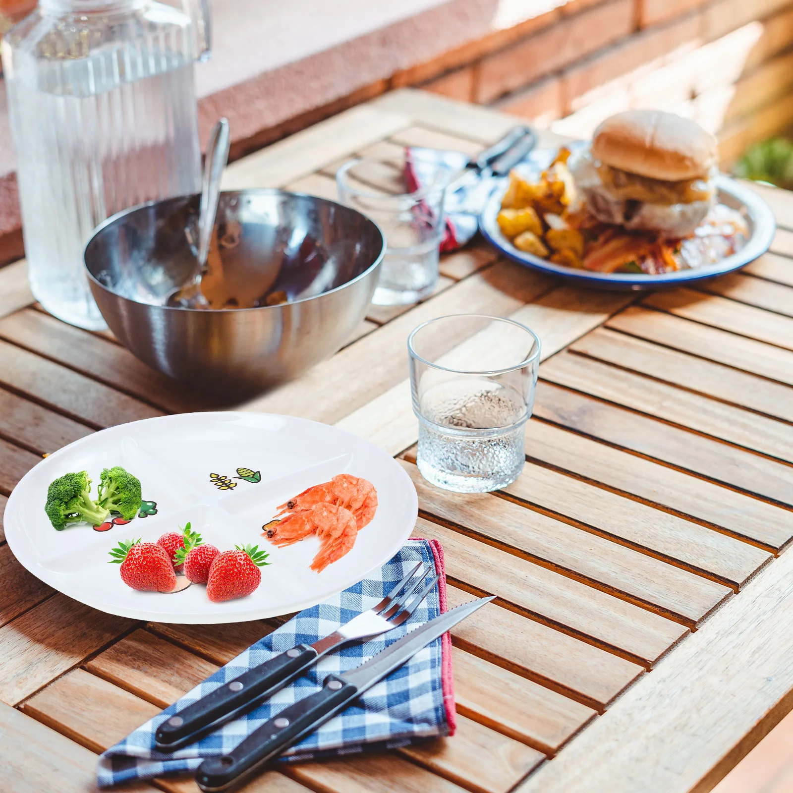 

Four-grids Dessert Tray Practical Household Dinner Plate Diet Snack Plate