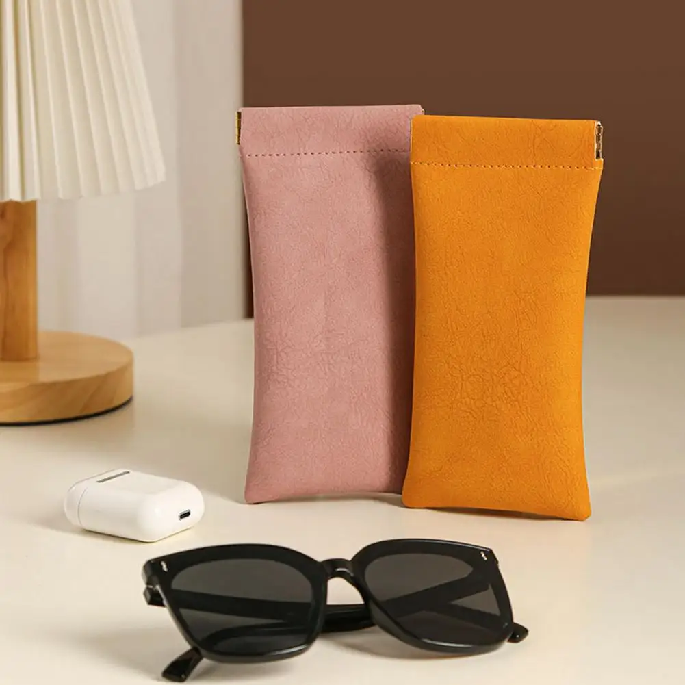 

Faux Leather Glasses Bag Case Thickened Suede Waterproof Opening Auto Closure Sunglasses Pouch Eyewear Storage Bags Accessories