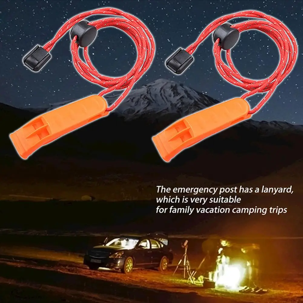 

Portable Sports Double Pipe Whistle Outdoor Camping Hiking Survival Rescue Emergency Loud Whistle With Tail Rope
