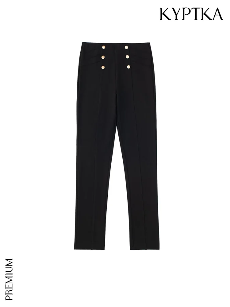 

Женские леггинсы KYPTKA, винтажные брюки с высокой талией и эластичным поясом, на пуговицах спереди,