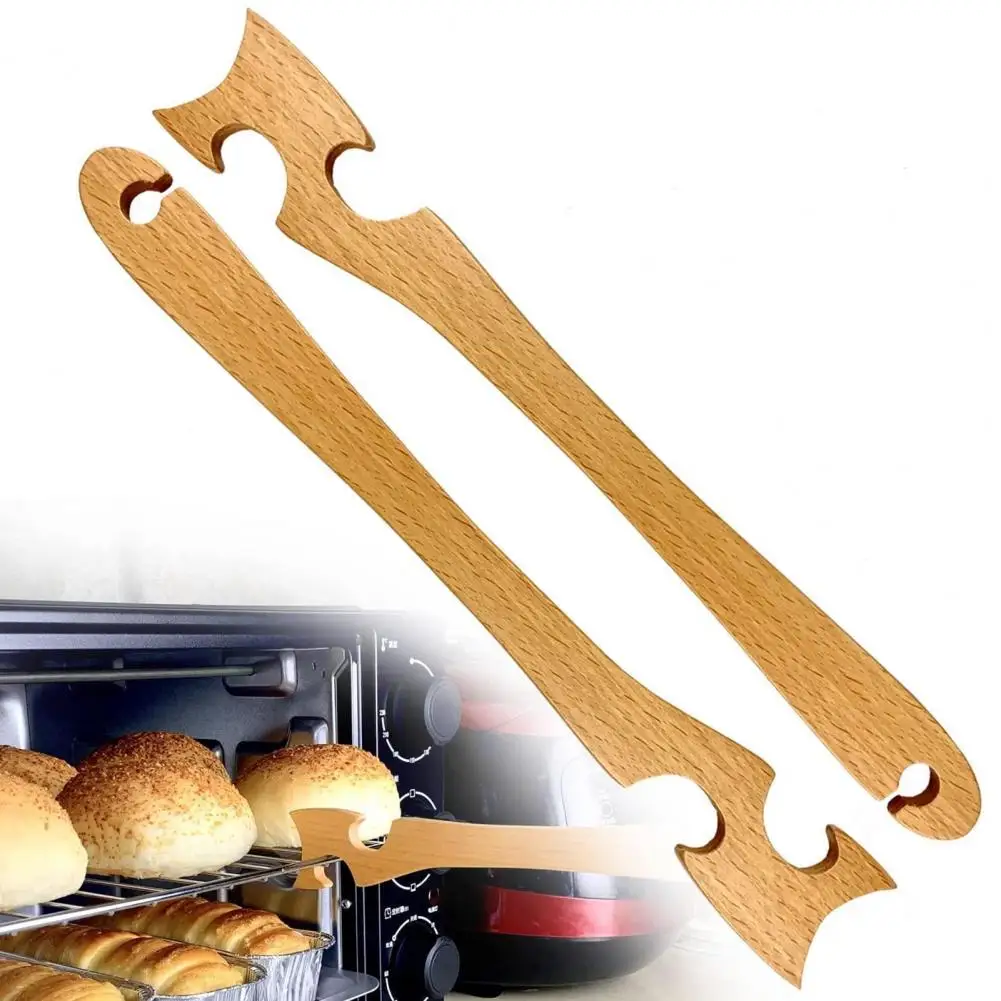 

Oven Rack Puller Long Handle Prevent Burns Beech Fit Full-size Oven Helper Stick for Kitchen