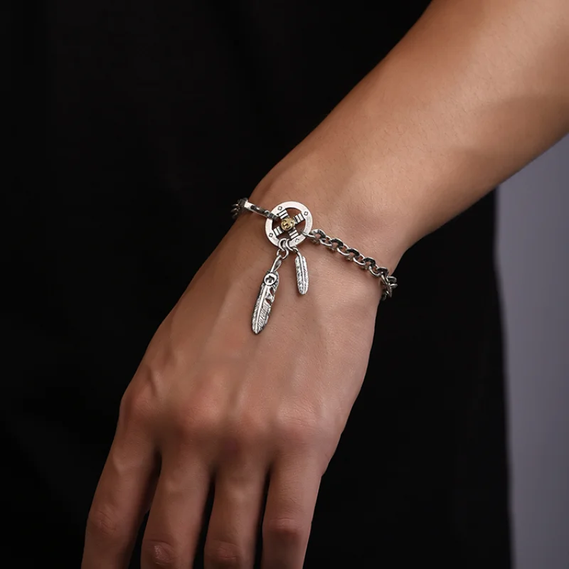 

LH Guochao перьевой браслет мужской трендовый Корейская версия японский индивидуальный нишевой дизайн для Ins мужской браслет для мужчин