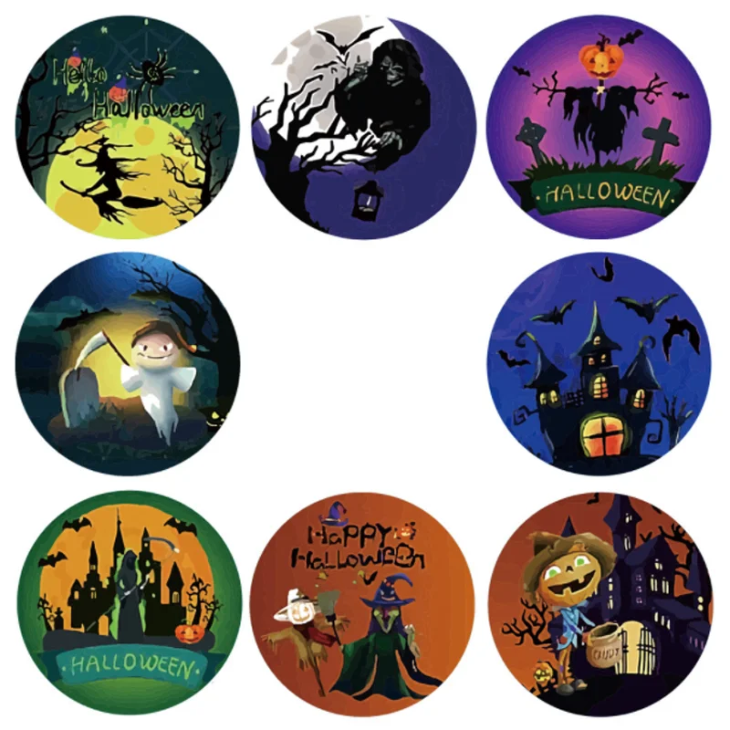 

Halloween Witch Decoration Sticker Seal Labels DIY Scrapbook Journal Children's Toy Wedding Award Packaging Sticker 500pcs/roll