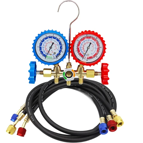 Двойной манометр для зарядки хладагента, дизайн ручки клапана, легко измерение давления. коллектор р134а коллектор