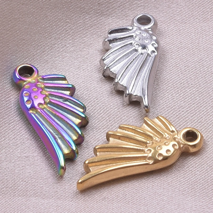 

6pcs Stainless Steel Charms 0.71in*0.31in Wings Shape Handmade Pendants Earrings Necklace Jewelry Supplies DIY Metal Accessories