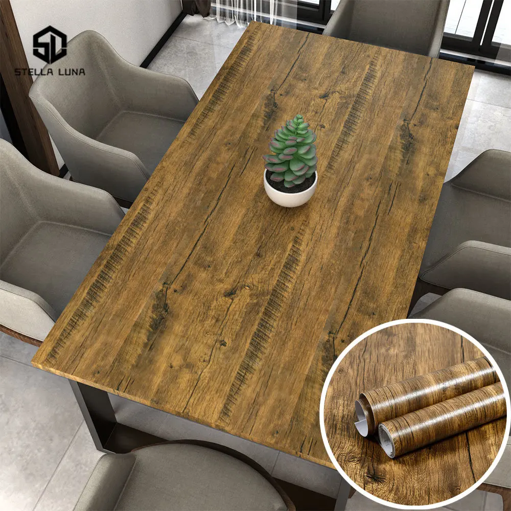 

Wood Grain Wallpapers Furniture Renovation Self Adhesive Wall Papers Home Decor Waterproof Living Room Background Wall Stickers