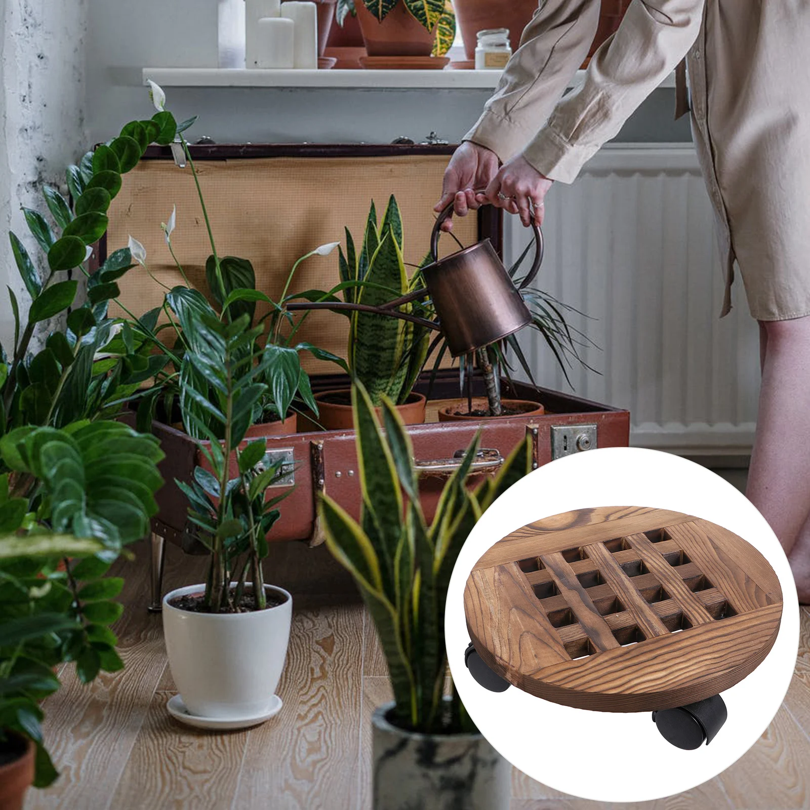 

Pot Stand Flower Wheels Tray Rolling Rollers Potted Mover Planter Dolly Rack Wood Base Wooden Flowerpot Holder Stands Trolley