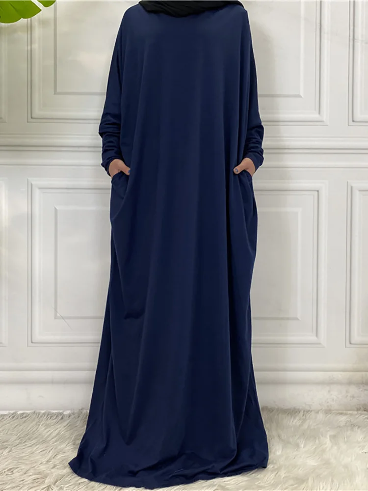 Сплошной цвет хлопковое исламское женское молитвенное платье мусульманское