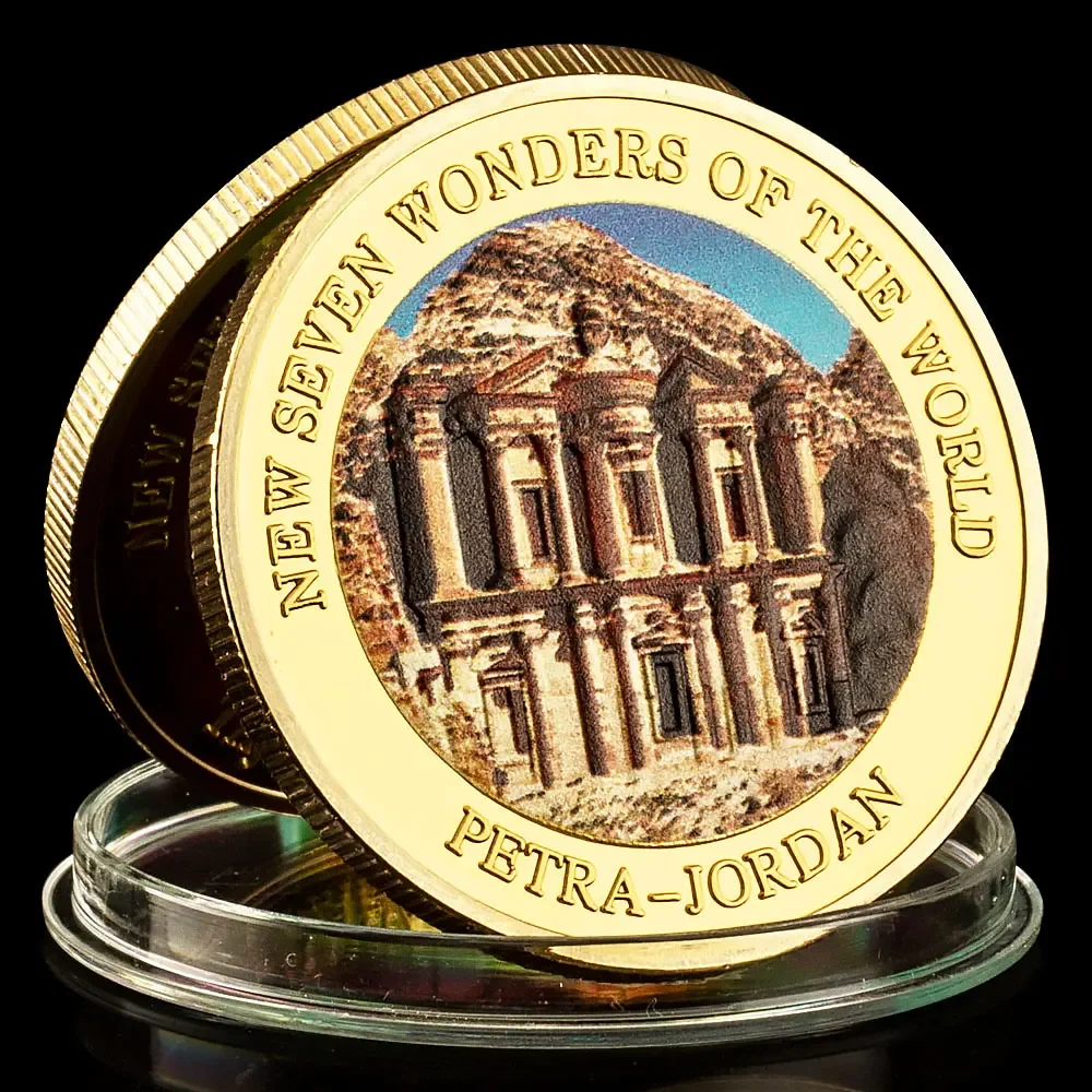 World Great Building Jordan Petra Древний город Позолоченные сувенирные монеты Новые семь чудес