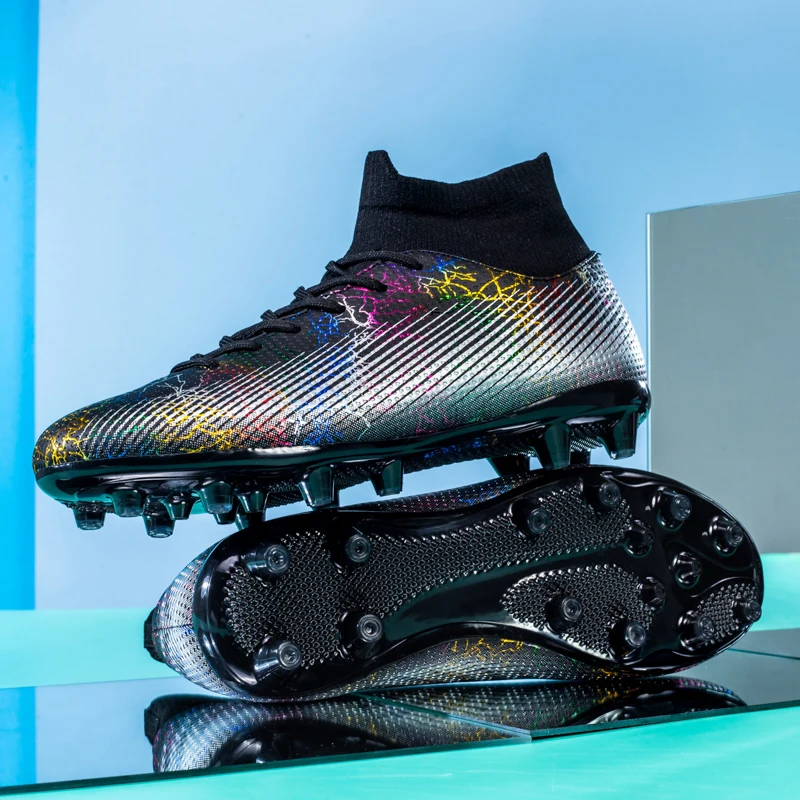 Hot Professional Men Soccer Shoes Adult Kids TF/FG High Ankle Football Boots Cleats Grass Training Sport Footwear Trend Sneakers