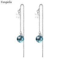 fanqieliu stamp 925 silver needle long chain star crystal drop earrings for women new jewelry girl gift trendy fql20070