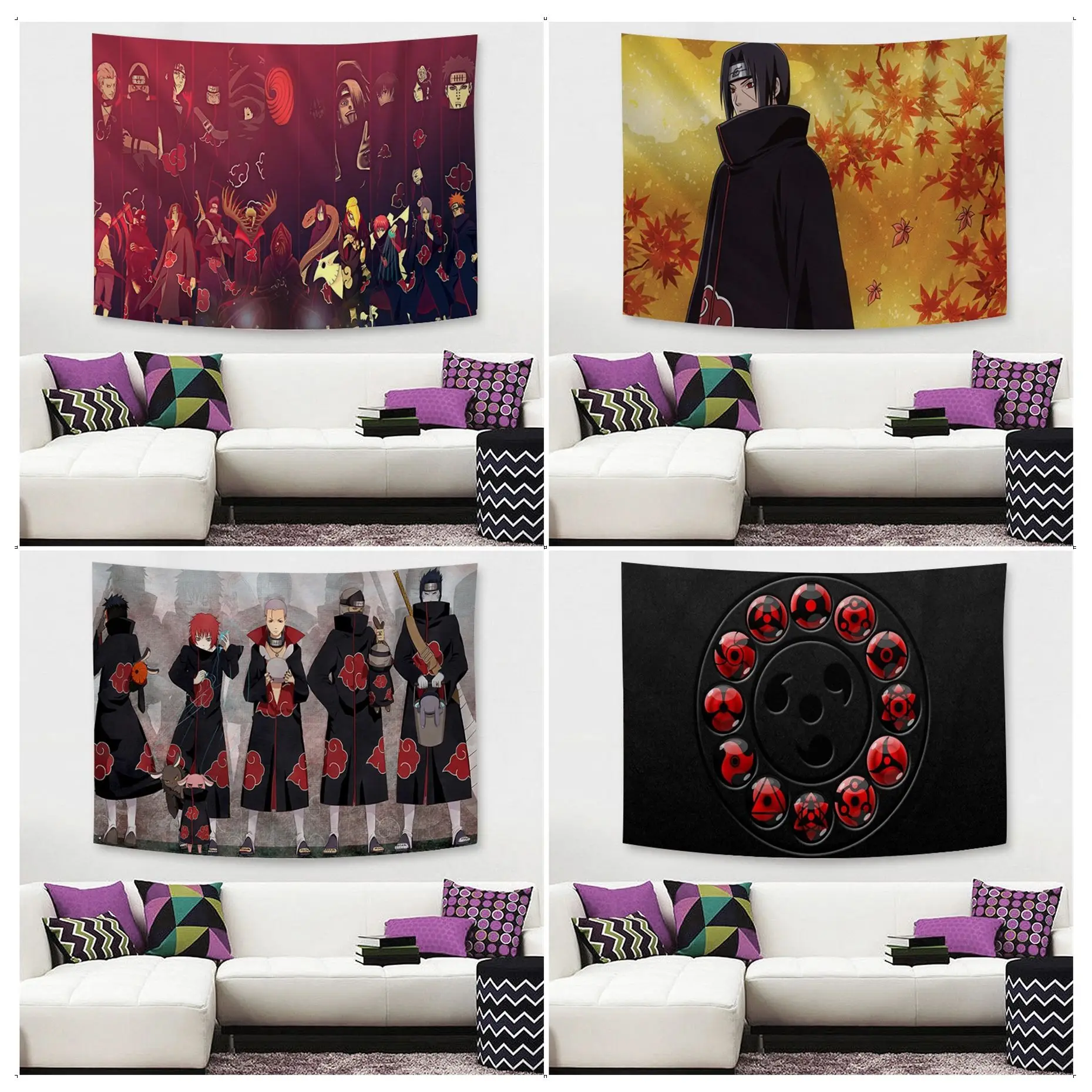 

BANDAI Naruto Akatsuki Printed Large Wall Tapestry Home Decoration Hippie Bohemian Decoration Divination INS Home Decor