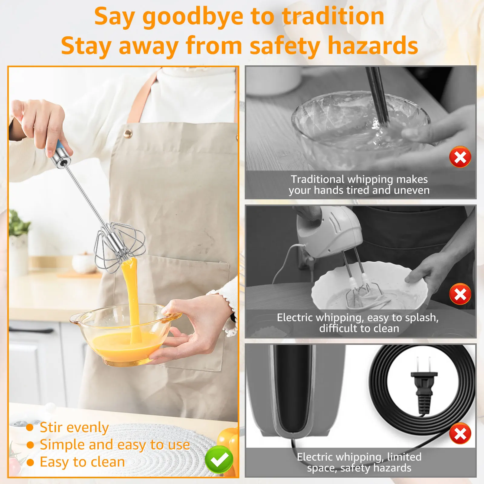 Ручная взбивалка для яиц с ручкой из Willstar 4-х предметный набор венчик нержавеющей