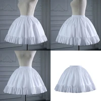 womens lolita cosplay short petticoat ruffles single hoop crinoline underskirt elastic waist bridal wedding skirt slips