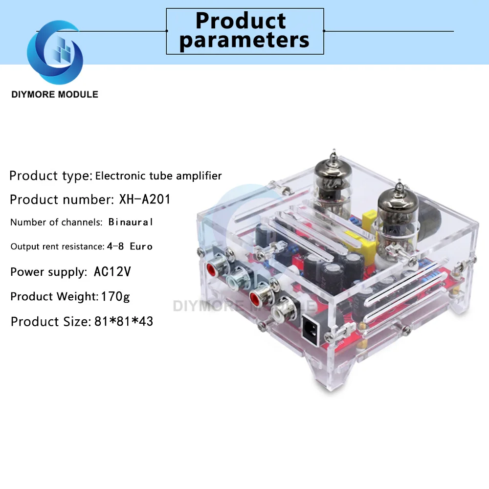 XH-A201 HIFI 6J1 Class A Bile Tube Preamplifier Amplifier Finished Power Board with Acrylic Case |