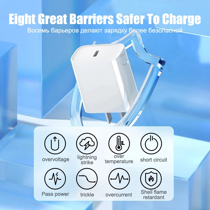 Зарядное устройство PD с двумя USB-портами и поддержкой быстрой зарядки 20 Вт