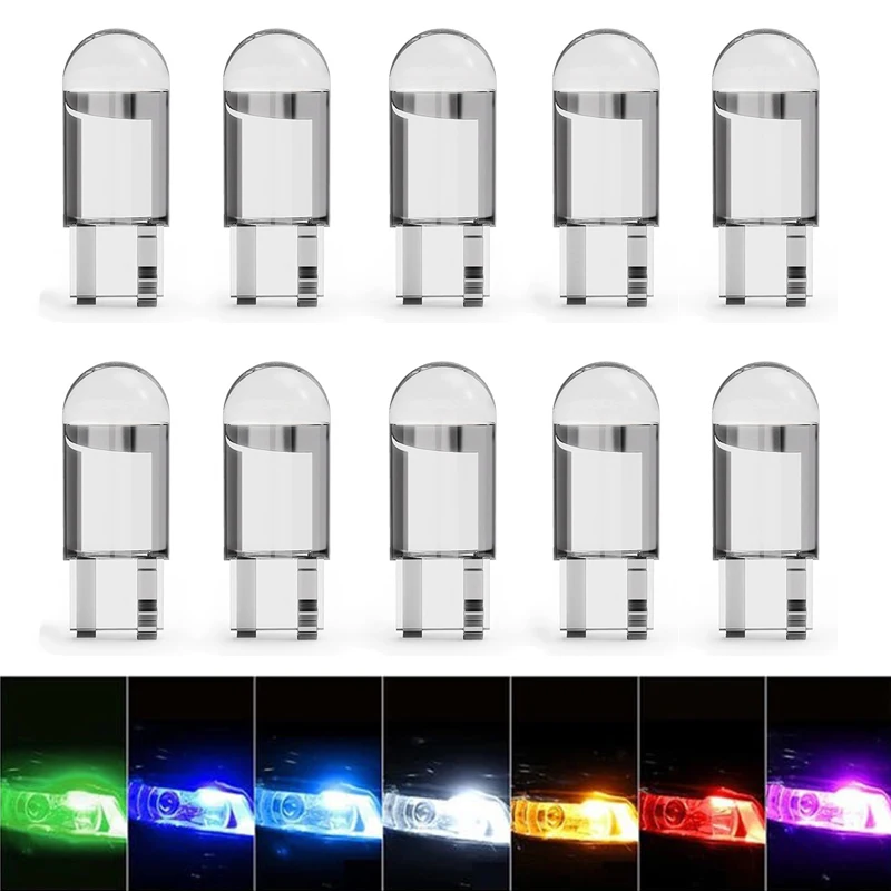 

10pcs Led T10 Car Light COB Glass 6000k White Auto License Plate Lamp Dome Read Light Bulb Parking Lamp 12V DC Car Led Lights