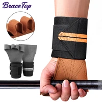bracetop 1pair weight lifting training gloves fitness sports body building gymnastics grips gym hand palm wrist protector gloves