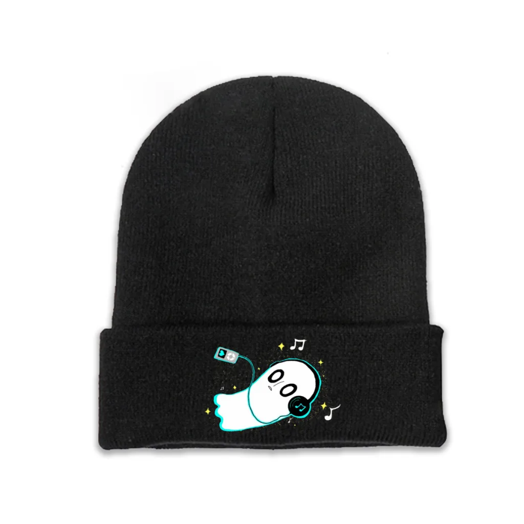 

Крутая вязаная шапка Napstablook с надписью Undertale, фриск, ториэль, Санс, папирус, Вязаная Шапка-бини, шапки, Мягкие Шапки, зимние шапки