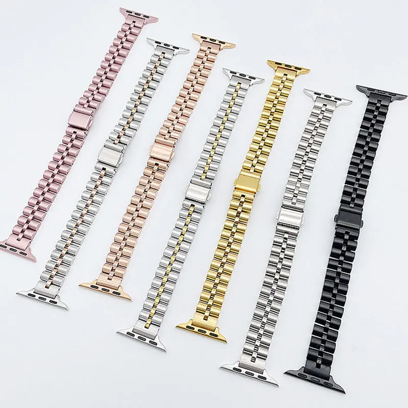 Slim Stainless Steel Watch Band For iwatch series 7 6 5 4 3 41mm 45mm 40mm 44mm 38mm 42mm Women Girls Bracelet Wristband Strap