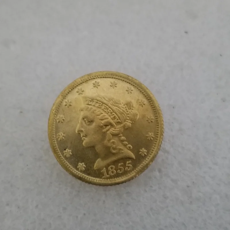 

American 1855 C Version 2.5 Dollars Brass Gold-plated Commemorative Collectible Coin Gift Lucky Challenge Coin