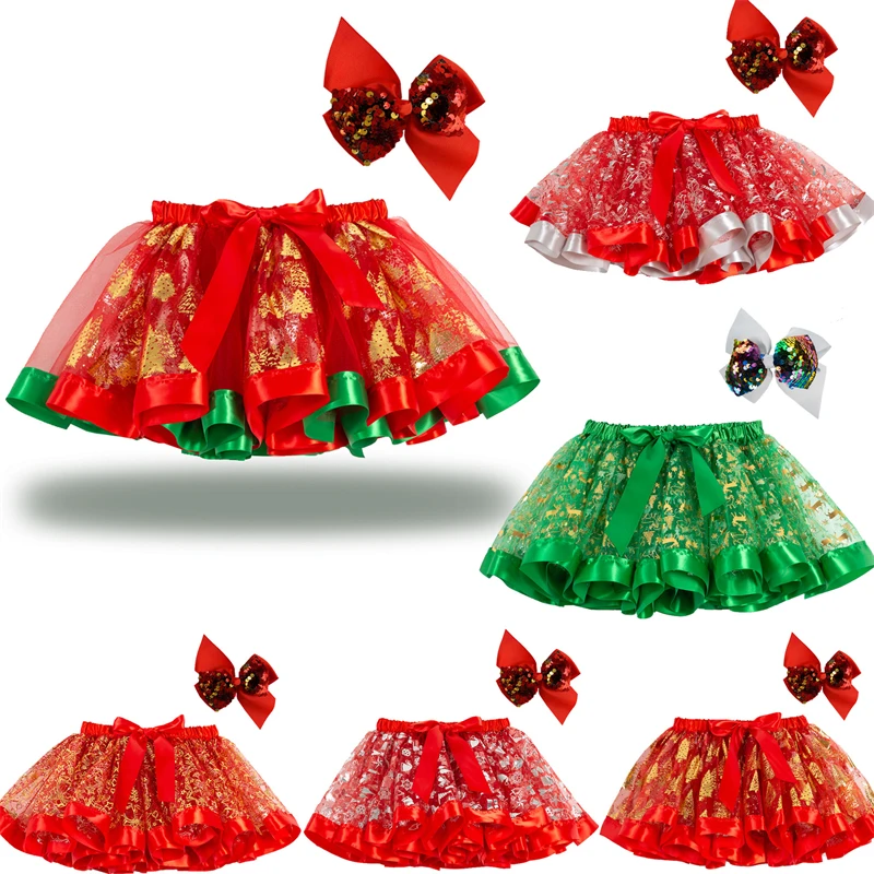 

Christmas Girls Tutu Skirt Toddler Girl Clothes Princess Star Print Tulle Fluffy Baby Mini Skirts Kawaii Clothes Carnival 2-11Y