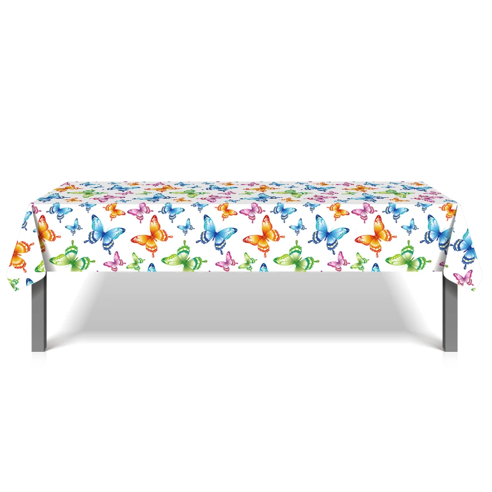 

130*220cm Butterfly Theme Party Supplies Disposable Tablecloth Baby Shower Birthday Party Table Cover Supplies Favor