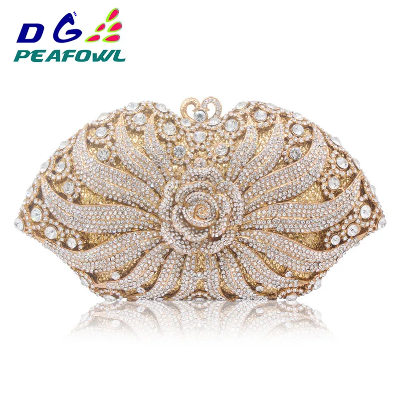 DGPEAFOWL Toiletry Bolsa Feminina Ladies Shoulder Package Hollow Out Diamond Crystal Women Evening Clutch Bag Handbags Purse 131