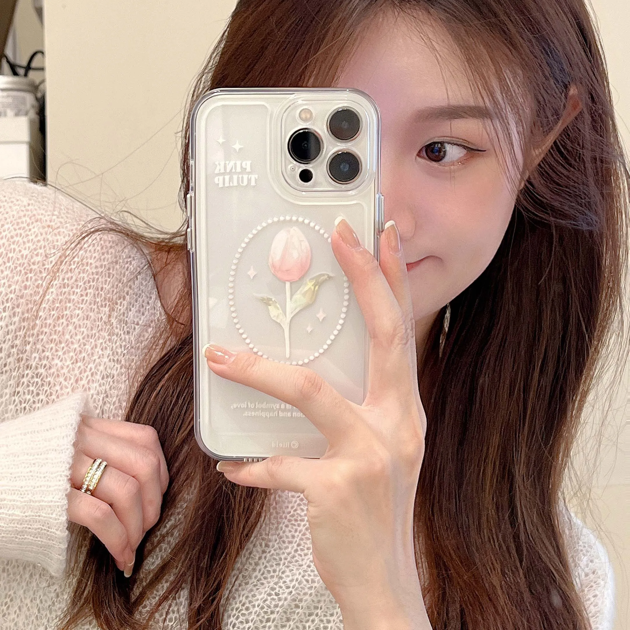 

Happy stars ins tulips high quality shockproof phone case for iphone x xsmax 11 12 pro max xr 13 promax cute flower back cover