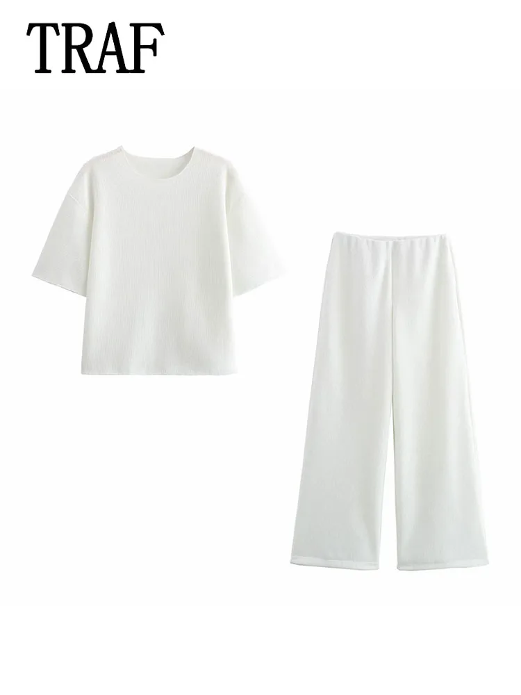 Женская одежда TRAF женский комплект из 2 предметов новый модный топ с короткими