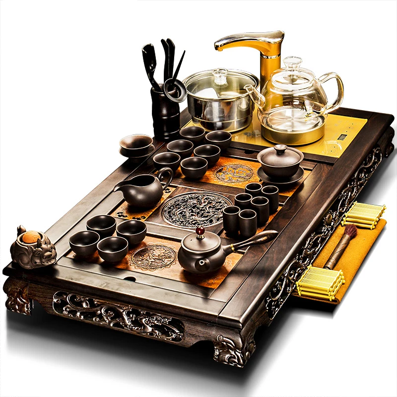 

Ebony Solid Wood Tea Tray Tea Set Set Household High-End Purple Sand Tea Cup Fully Automatic Integrated Tea Table