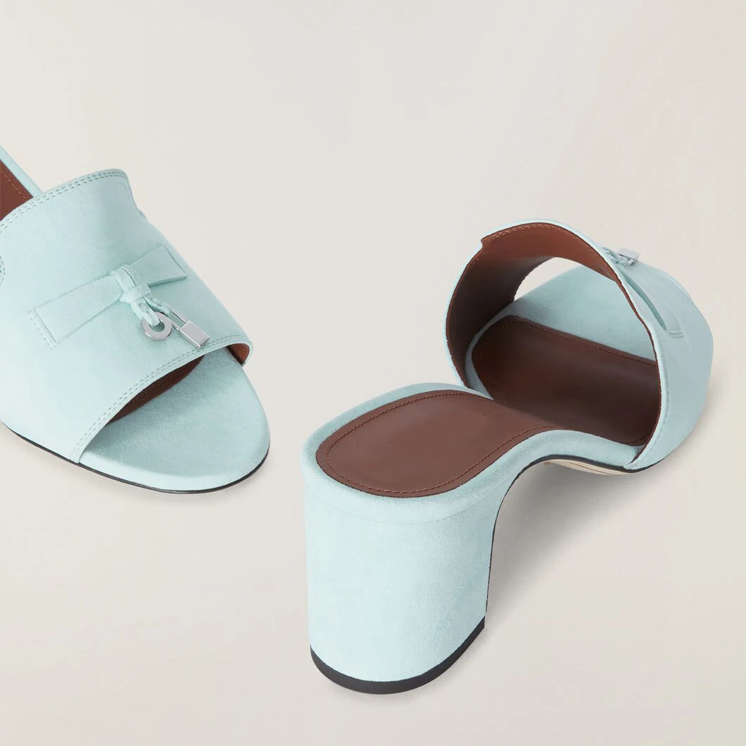 2023 New Brand Women's Summer Charm High-Heeled Slippers Top Cashmere Material Leather Soles Sexy Party Wedding High-Heeled.