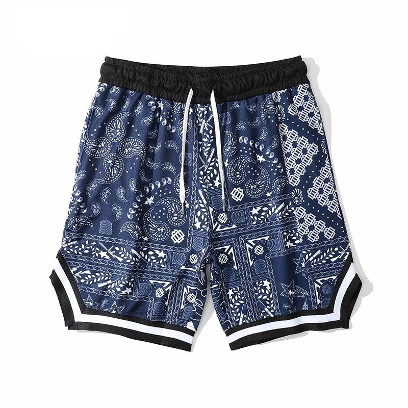 

Hip Hop Vintage Paisley Bloem Sweat Shorts Urban Streetwear Patchwork Strand Knie-Lenth Korte Zomer Losse Casual Shorts Mannen
