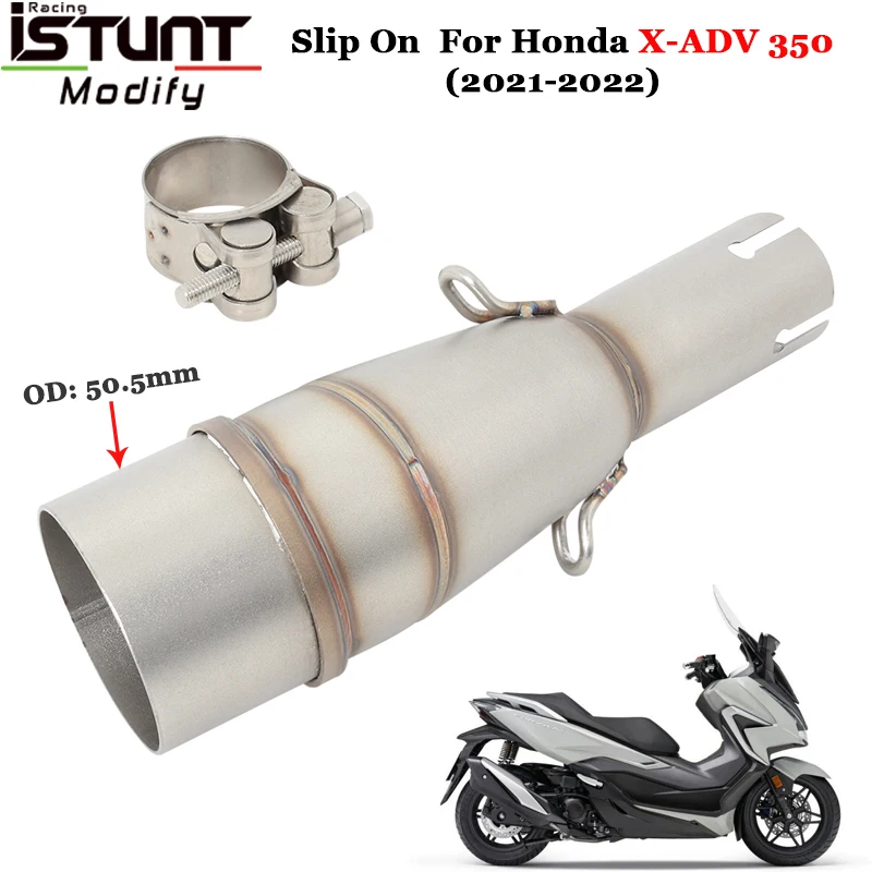 

Motorcycle Exhaust Escape Systems For Honda X-ADV 350 X ADV350 2021 2022 Stainless Middle Tube Link Pipe Connection 51mm Muffler