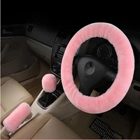 gearshift handbrake car steering wheel cover protector cover warm decoration man super thick plush collar soft black pink woman