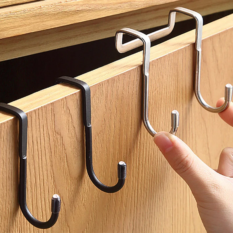 

Двойной крючок из нержавеющей стали 304 без отверстий для двери заднего шкафа для спальни вешалка для пальто вешалка для хранения полотенец