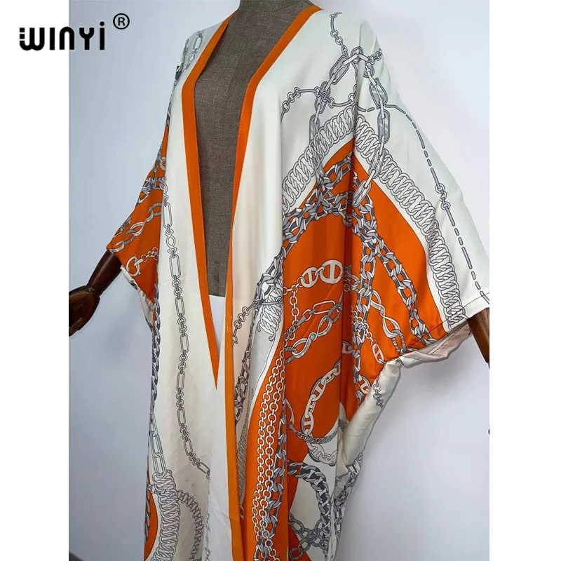 Кимоно WINYI с принтом caftan пляжный купальник красочная винтажная накидка на бикини