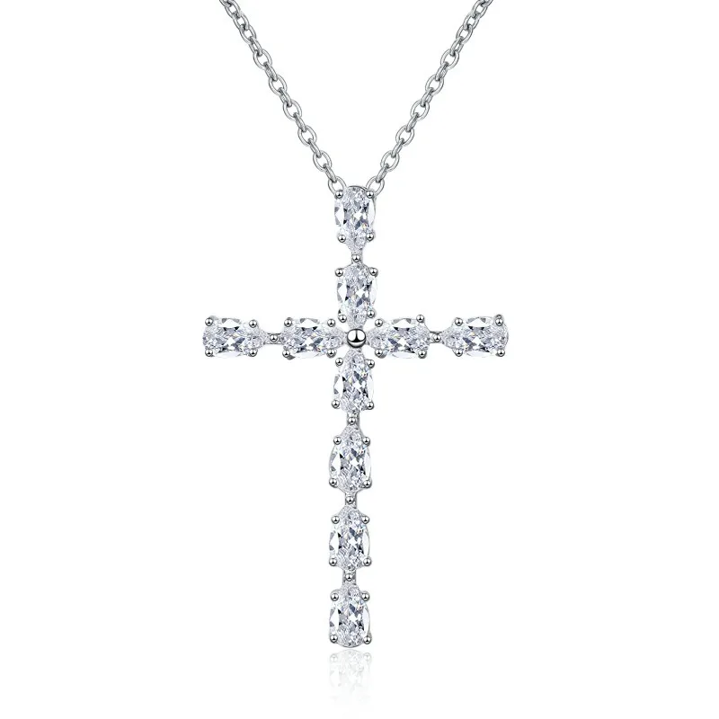 

Модное ожерелье с подвеской-крестом из стерлингового серебра 925 пробы, инкрустированное цирконием ожерелье, аксессуары в подарок