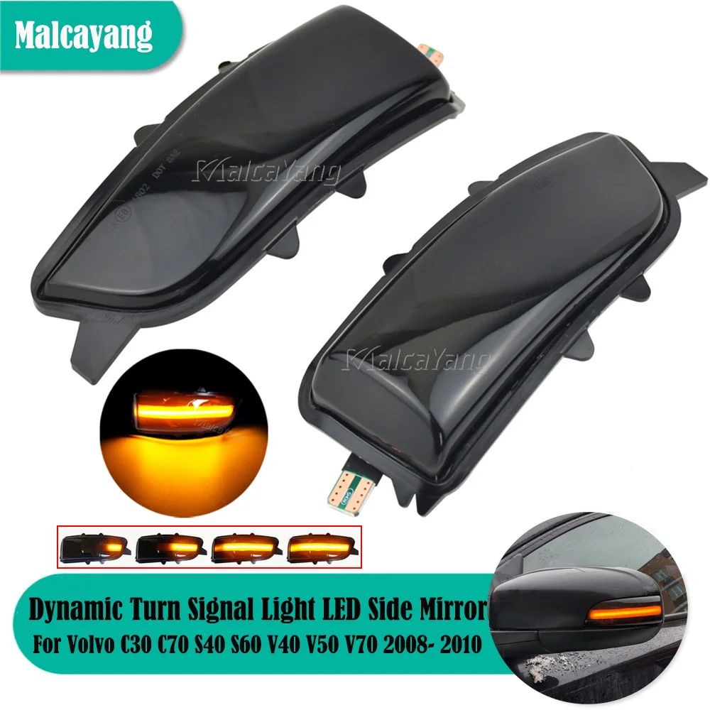 

2pcs LED Dynamic Turn Signal Rearview Mirror Sequential Indicator Light Lamp For Volvo C30 C70 S40 V40 V50 V70 S60