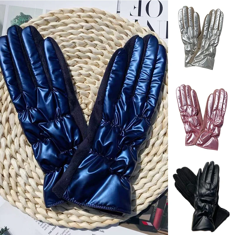 

1 Pairs Outdoor Winter Gloves For Women Thermal Fleece Lined Non-slip Touch Screen Windproof Gloves Men Warm Full Finger Mittens
