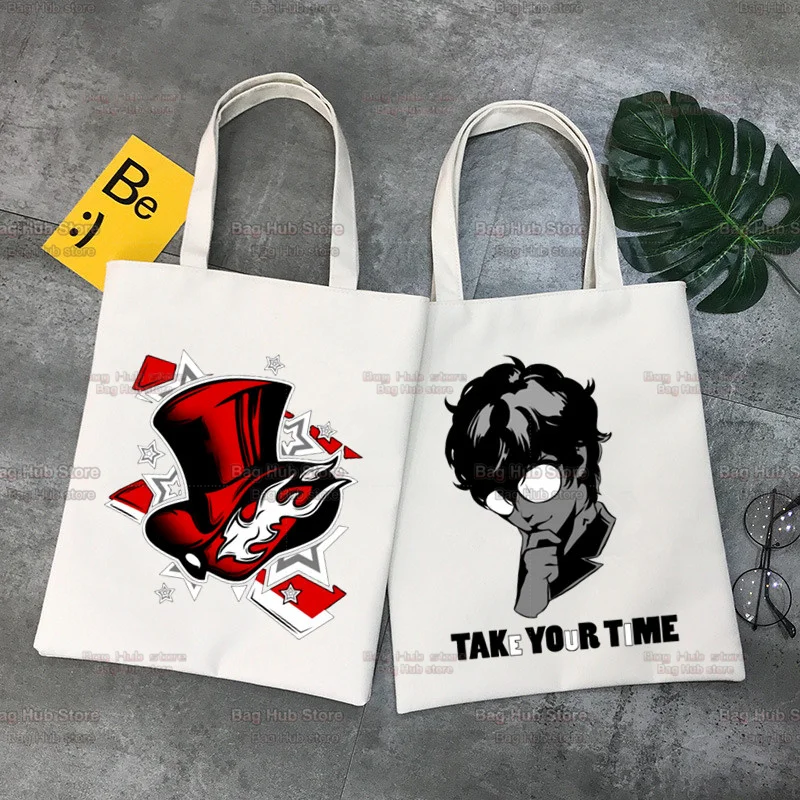 

Холщовая сумка-шоппер Persona 5 с принтом, женская сумка через плечо, сумка, эко-сумка