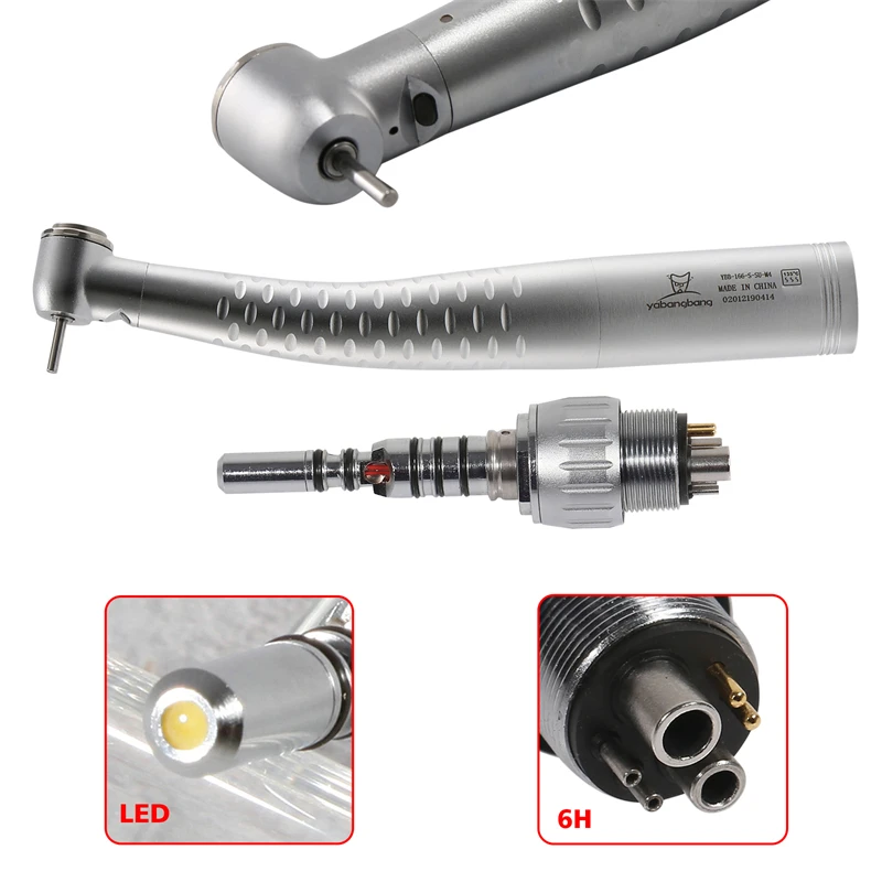 

Dental Standard Push-Button Head Fiber Optic LED Handpiece Singe Water Port Spray for 6-Hole Quick Coupling