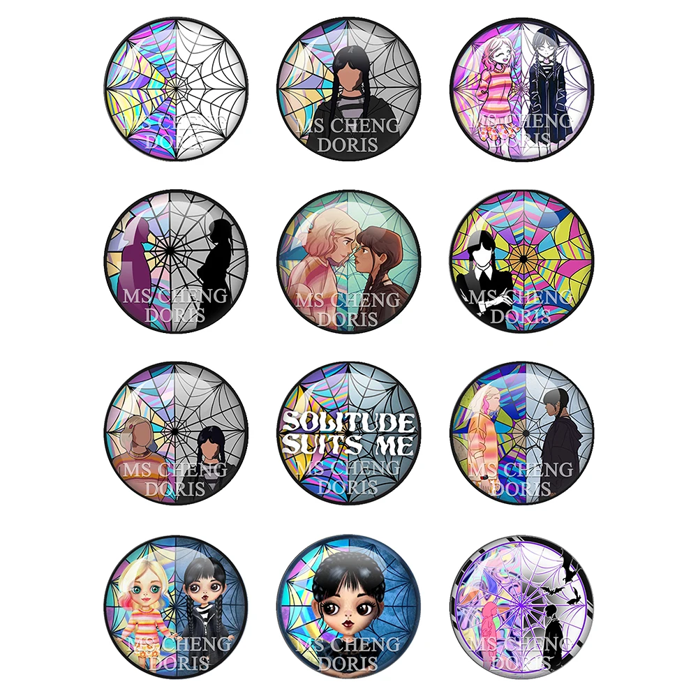 

Nevermore Wednesday 12pcs 12mm/16mm/18mm/20mm/25mm/30mm Round Photo Glass Cabochon Demo Flat Back Making Jewelry Findings